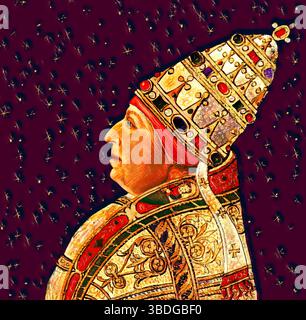 Papst Alexander VI., Alessandro VI., Alexandre VI., Alejandro VI., geb. Roderic Llancol i. de Borja, ca. 1431–1503, Herrscher der päpstlichen Staaten von 1492 bis zu seinem Tod 1503, digital nach einem Gemälde bearbeitet Stockfoto