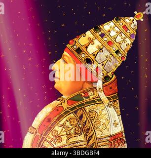 Papst Alexander VI., Alessandro VI., Alexandre VI., Alejandro VI., geb. Roderic Llancol i. de Borja, ca. 1431–1503, Herrscher der päpstlichen Staaten von 1492 bis zu seinem Tod 1503, digital nach einem Gemälde bearbeitet Stockfoto