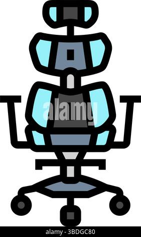 Ergonomischer Spielstuhl Gaming pc Farbe Symbol Vektor Illustration Stock Vektor