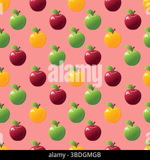 Nahtloses Muster mit Äpfeln flache Vektorillustration. Stock Vektor