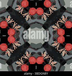 Rotes Schwarzes Kaleidoskop-Vektor-Design Stock Vektor
