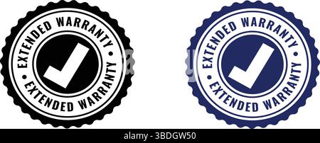 Symbol für das Verlängerungsschild – schwarzes und blaues rundes Garantiemblem – Siegel oder Stempel Stock Vektor