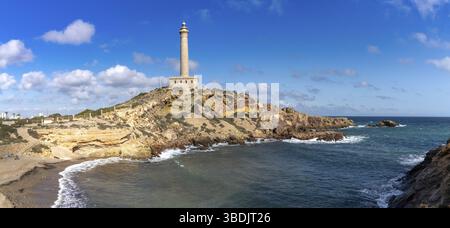 Ein Panoramablick auf den Leuchtturm von Capo Palos in Murcia im Südosten Spaniens Stockfoto