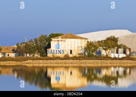 Salinen, Aigues Mortes, Languedoc-Rousillion, Frankreich, Salzhügel, Salzgewinnung, Salzgewinnung, Salz, Europa Stockfoto