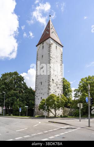 Deutschland - 21. Juni 2020: Blick auf den historischen Spitalturm in Ravensburg in Deutschland Stockfoto