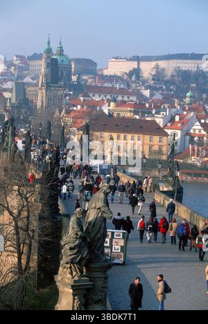 An der Karlsbrücke, Europa, Stadtbild, Stadtbild, Prag, Tschechien, an der Karlsbrücke, Prag, Tschechische Republik, Europa Stockfoto