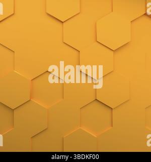 Abstrakt moderne Wabenhintergrund in gelb, 3d-Rendering Stockfoto