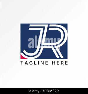 Logo Design Grafikkonzept kreatives Premium Vektor Stock Bild Top Sell erste JR kursiv Schriftart Doppelzeilen verbunden Geschwindigkeit mit Rennsport Auto Sport Technologie Stock Vektor