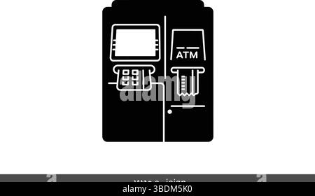 Minimalistisches Symbol für Geldautomaten in Schwarz und weiß Stock Vektor