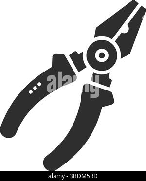 Schwarz-weiß Silhouette der Zange – minimalistische Illustration des Handwerkzeugs Stock Vektor