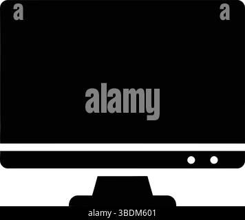 Silhouette eines Desktop-Computer-Setups mit Monitor, CPU-Tower und Tastatur Stock Vektor