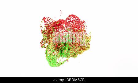 Farbe rot grün gelb spritzen auf weißem BG 3D-Rendering Stockfoto