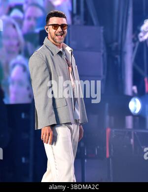 Justin Timberlake tritt am 2. Tag des BottleRock Napa Valley Music Festivals auf der Napa Valley Expo am 24. Mai 2025 in Napa, Kalifornien, auf. Stockfoto