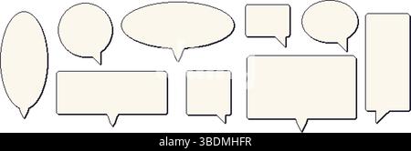 Pixel Art Sprechblasen. 8-Bit-Textfelder eingestellt. Rechteckige und runde Chatrahmen. Dialog grenzt Symbole im Retro-Stil der 90er Jahre. Meldung für digitale Beschreibungen b Stock Vektor