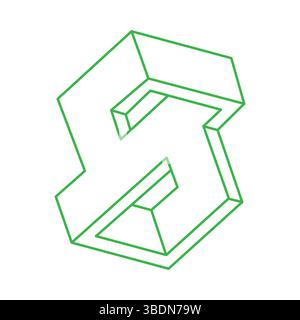Unmögliche Formen. Logo. Heilige Geometrie. Optische Illusionsfigur. Abstrakte ewige geometrische Objekte. Unmöglich endlose Kontur. OP Art. Unmöglich Stock Vektor
