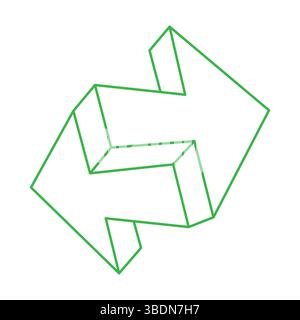 Unmögliche Form. Figur mit heiliger Geometrie. Optische Täuschung. Abstrakte ewige geometrische Objekte. Unmögliche endliche Konturpfeile. Optische Kunst Stock Vektor