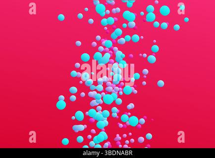 Viele fliegende Kugeln unterschiedlicher Größe im leeren Raum. Abstrakter Hintergrund. 3d-Vektordarstellung. Stock Vektor