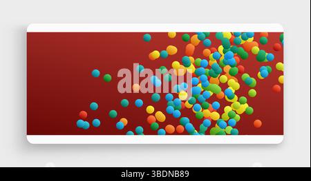 Viele fliegende Kugeln unterschiedlicher Größe im leeren Raum. Abstrakter Hintergrund. 3d-Vektordarstellung. Stock Vektor