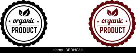 Bio-Produkt-Symbol-Etikett-Abzeichen-Logo-Dichtung-Stempel-Zeichen für natürliche und umweltfreundliche Lebensmittelverpackungen Stock Vektor