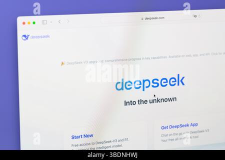 Ostersund, Schweden - 12. April 2025. DeepSeek Website. Stockfoto