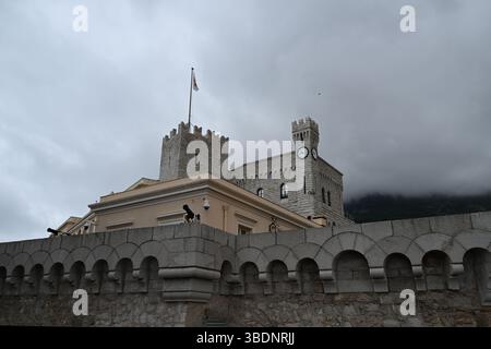 Monaco, Monte Carlo - aus der Vogelperspektive über den Fürstenpalast von Monaco Stockfoto