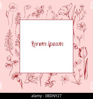 Vorlage für eine Postkarte mit Blumenmuster Stock Vektor