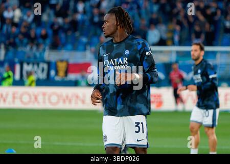 Yann Aurel Bisseck vom FC Inter während Como 1907 gegen Inter - FC Internazionale, italienisches Fußball-Serie A Spiel in Como, Italien, 23. Mai 2025 Stockfoto