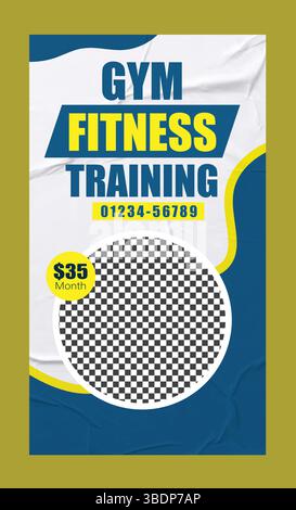 Fitness Gym Training instagram Story Design Stock Vektor