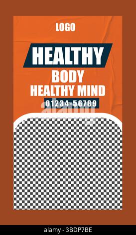 Fitness Gym Training instagram Story Design Stock Vektor