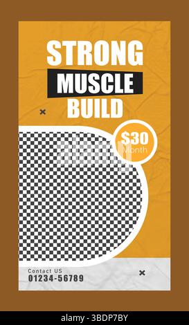 Fitness Gym Training instagram Story Design Stock Vektor