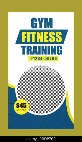Fitness Gym Training instagram Story Design Stock Vektor