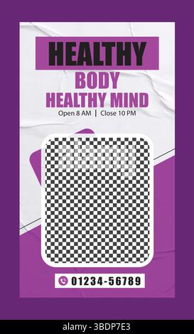 Fitness Gym Training instagram Story Design Stock Vektor