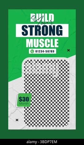 Fitness Gym Training instagram Story Design Stock Vektor