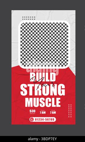 Fitness Gym Training instagram Story Design Stock Vektor