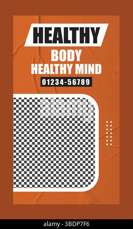 Fitness Gym Training instagram Story Design Stock Vektor