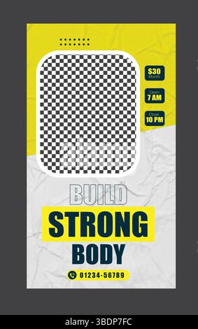 Fitness Gym Training instagram Story Design Stock Vektor
