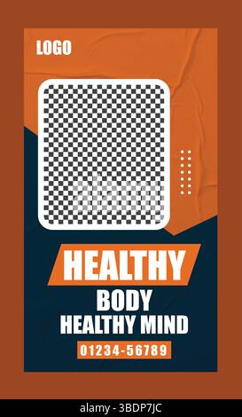 Fitness Gym Training instagram Story Design Stock Vektor