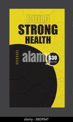 Fitnessstudio und Fitness Instagram und Facebook Story Stock Vektor