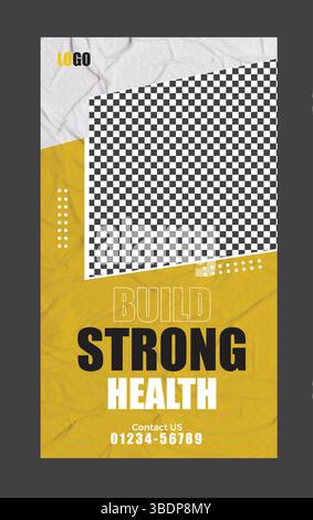 Fitnessstudio und Fitness Instagram und Facebook Story Stock Vektor