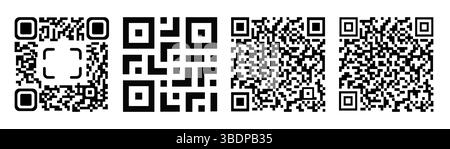 Illustration des falschen QR-Code-Satzes. Gefälschte QR-Code-Set-Vektorillustration für Design und Modelle Stock Vektor