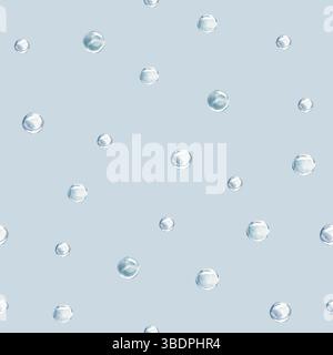 Wasserblasen Nahtloses Muster. Aquarell handgezeichnete Illustration auf blauem Hintergrund. Für Stoffe, Verpackungen und Tapeten, Marine Beach Design. Stockfoto