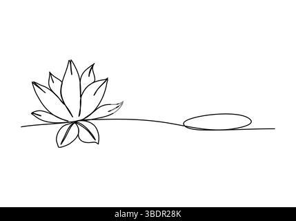 Lotus, Seerose eine Linie zeichnende Vektorillustration. Stock Vektor