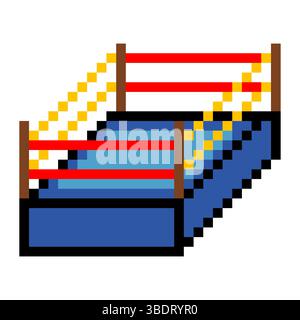 Boxringarena im Pixelart-Stil Stock Vektor