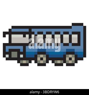 Schulbus im Pixel-Art-Stil Stock Vektor