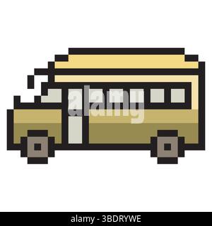 Schulbus im Pixel-Art-Stil Stock Vektor