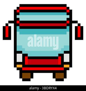 Busfrontansicht in Pixelgrafik Stock Vektor