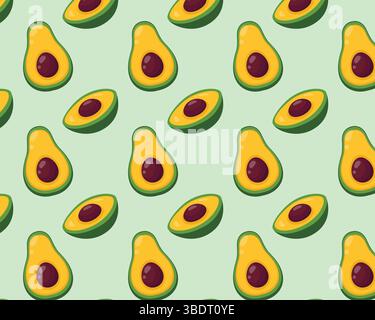 Nahtloses Avocado-Fruchtmuster, Illustrationsset. Avocado Obst Avocado Hintergrund. Vektormuster. Handgezeichnet Stock Vektor