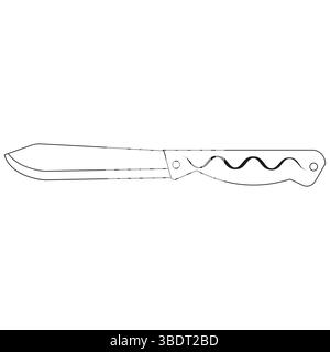 Scharfes Küchenmesser. Glatter Griff. Saubere schwarze Kontur. Einfacher, realistischer Stil. Stock Vektor