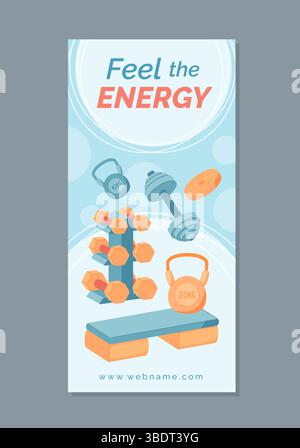Minimal Gym Banner Mit Kurzhanteln Stock Vektor