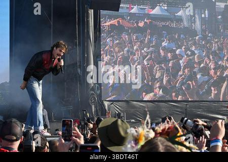 Napa, Usa. Mai 2025. Benson Boone tritt am 2. Tag des BottleRock Napa Valley Music Festivals auf der Napa Valley Expo auf. Quelle: SOPA Images Limited/Alamy Live News Stockfoto